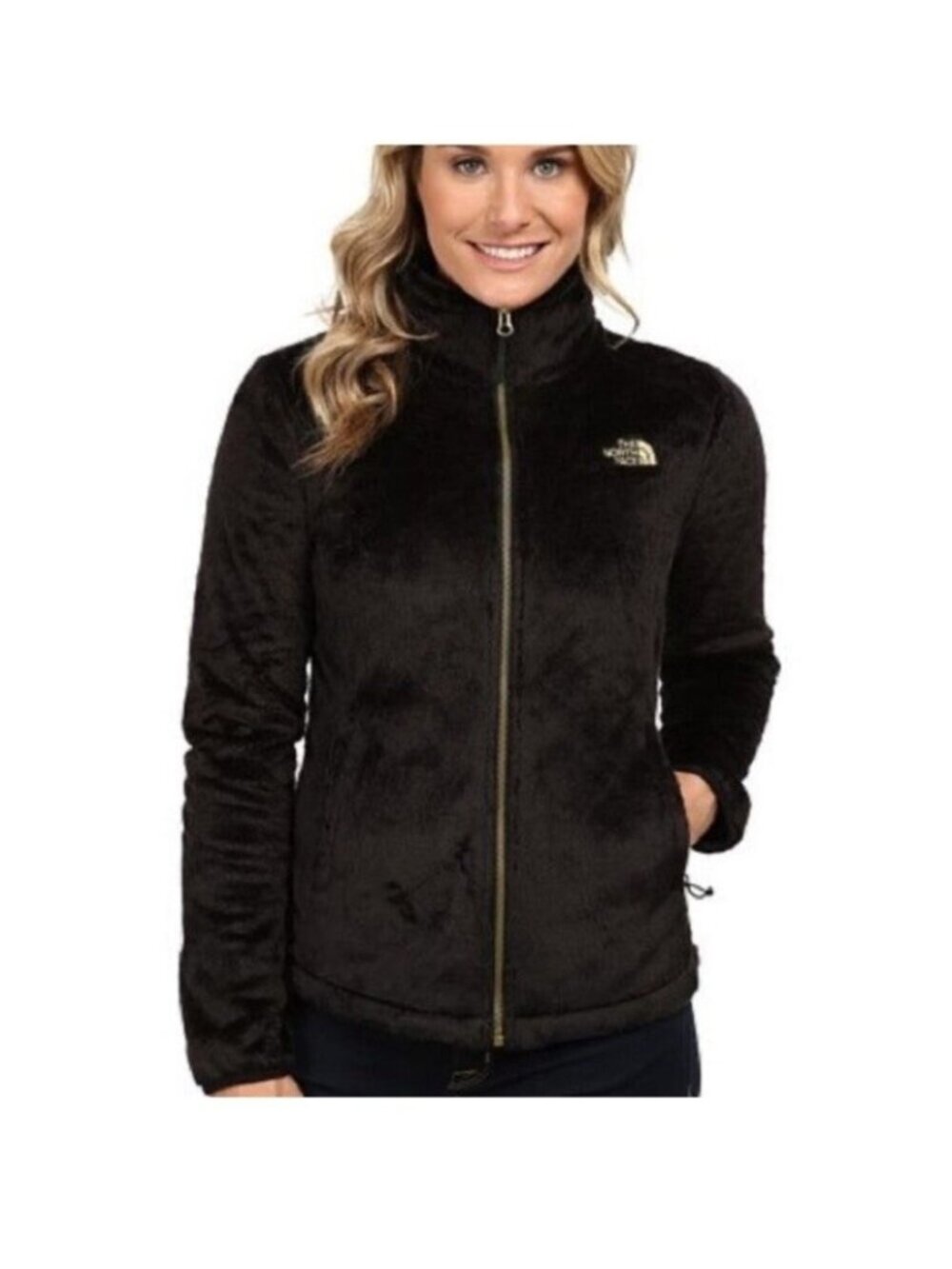 The North Face Osito Fleece Jacket Womens S Black/Gold Full Zip High Pile Soft